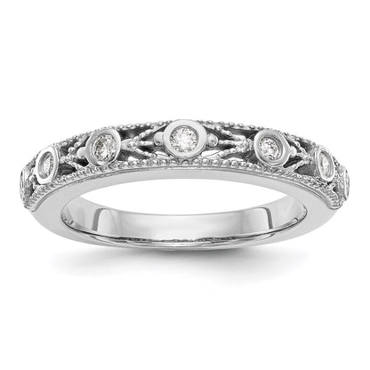 0.15ct. CZ Solid Real 14K White Gold Wedding Band Ring