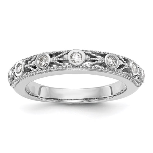 0.15ct. CZ Solid Real 14K White Gold Wedding Band Ring