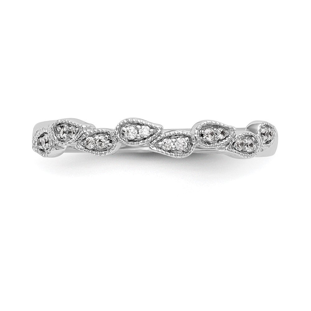 0.10ct. CZ Solid Real 14K White Gold Wedding Band Ring