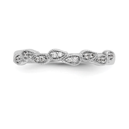 0.10ct. CZ Solid Real 14K White Gold Wedding Band Ring