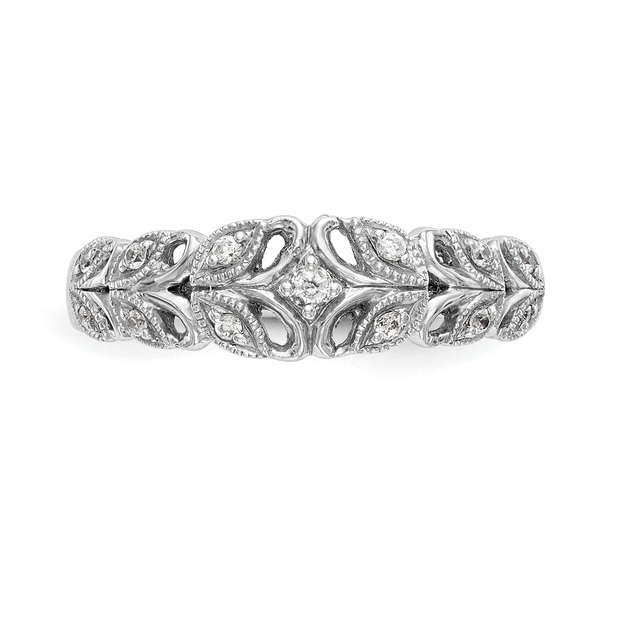 0.10ct. CZ Solid Real 14K White Gold Wedding Band Ring