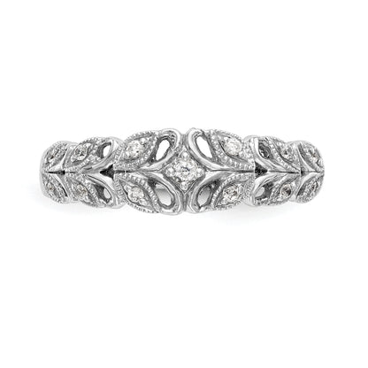 0.10ct. CZ Solid Real 14K White Gold Wedding Band Ring