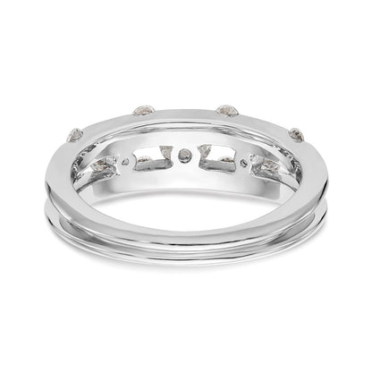 14K White Gold Real Diamond Band