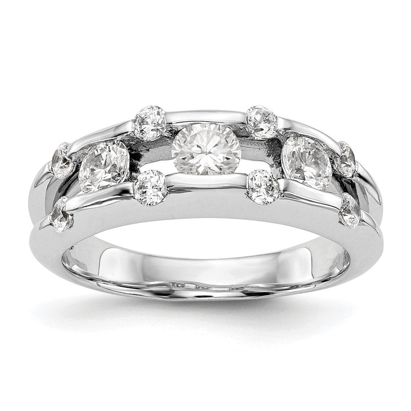 14K White Gold Real Diamond Band