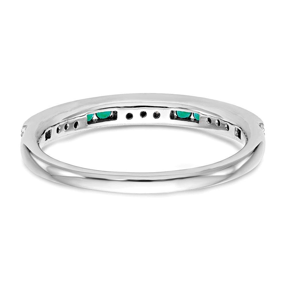 14k White Gold Real Diamond w/Emerald Band