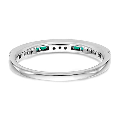 14k White Gold Real Diamond w/Emerald Band