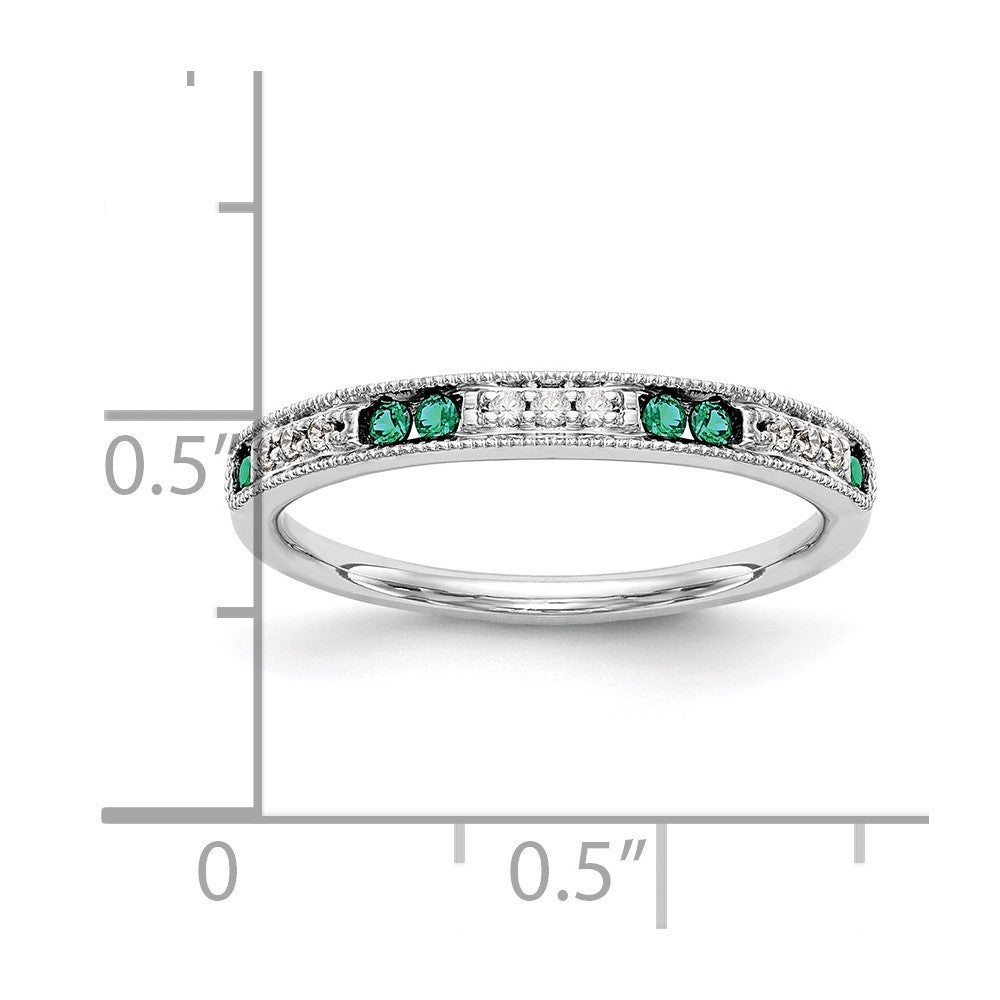 14k White Gold Real Diamond w/Emerald Band