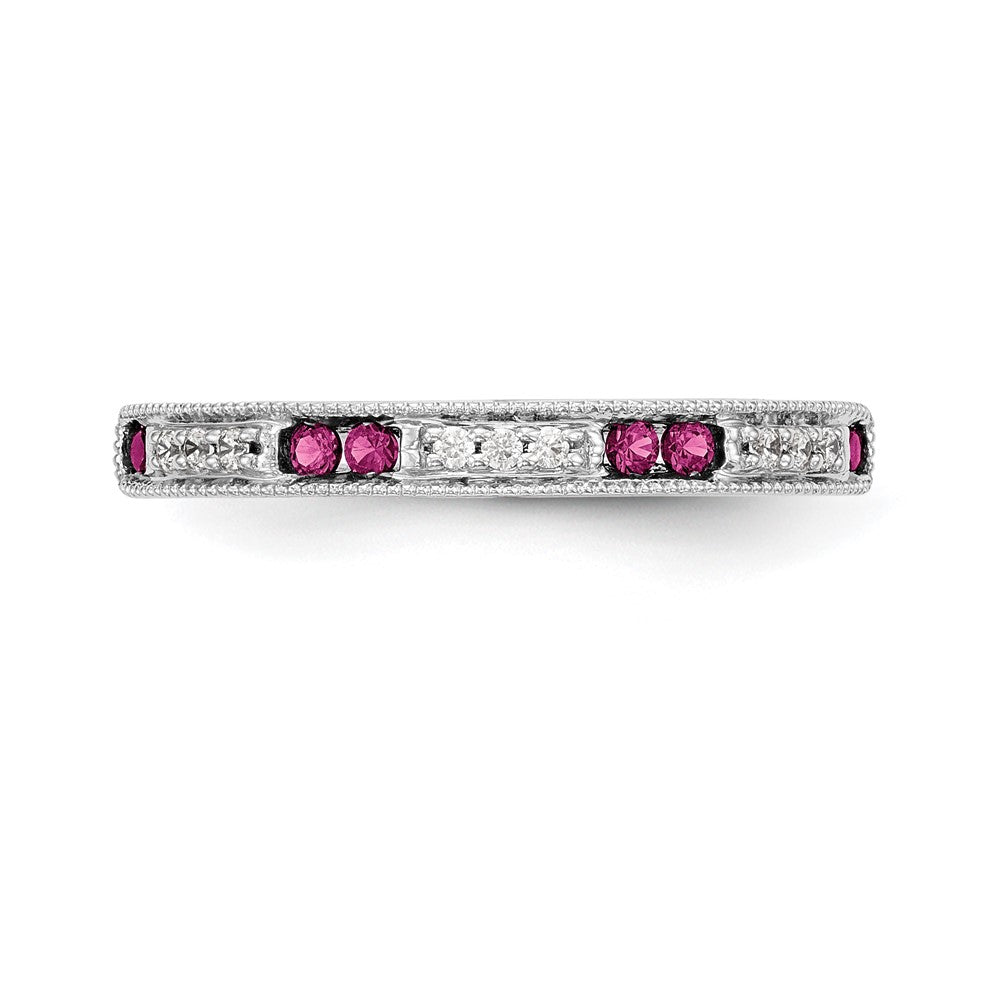 14k White Gold Real Diamond w/Ruby Band
