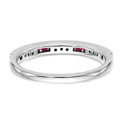 14k White Gold Real Diamond w/Ruby Band
