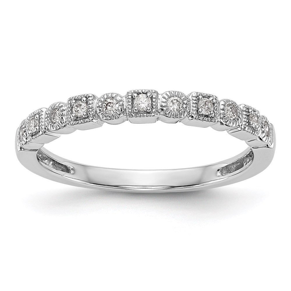 0.09ct. CZ Solid Real 14K White Gold Wedding Band Ring