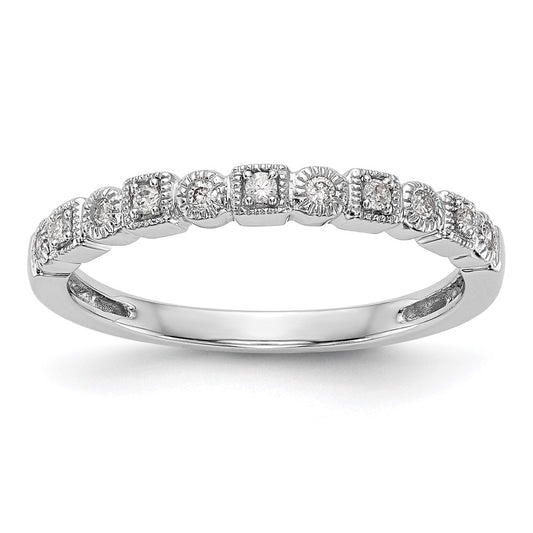 0.09ct. CZ Solid Real 14K White Gold Wedding Band Ring