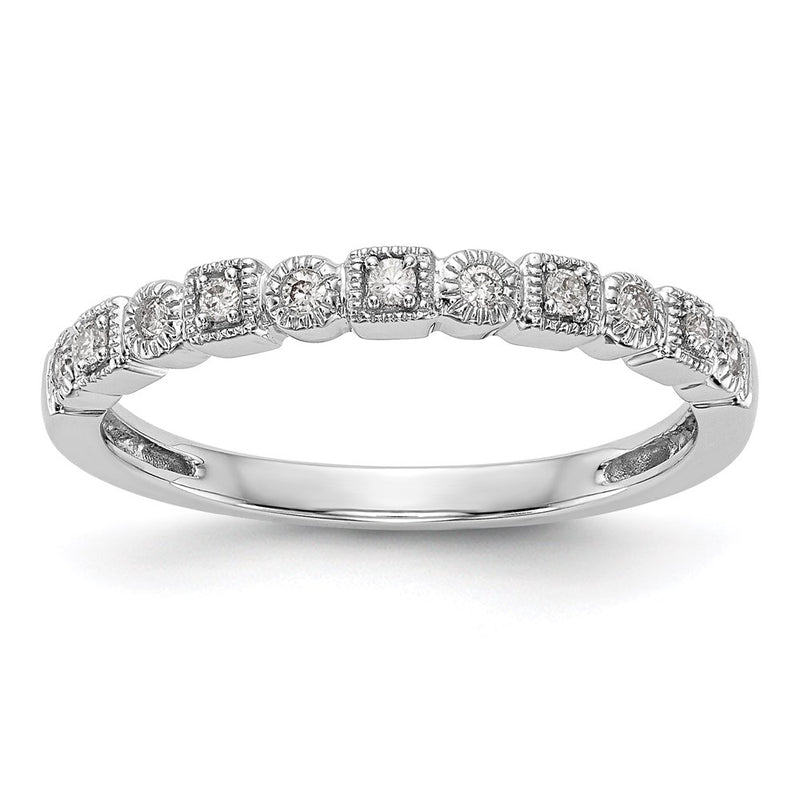 14K White Gold Real Diamond Band