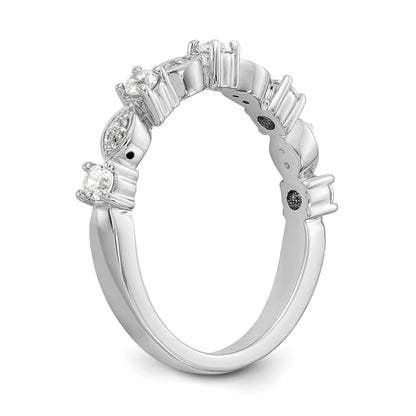 14K White Gold Real Diamond Band