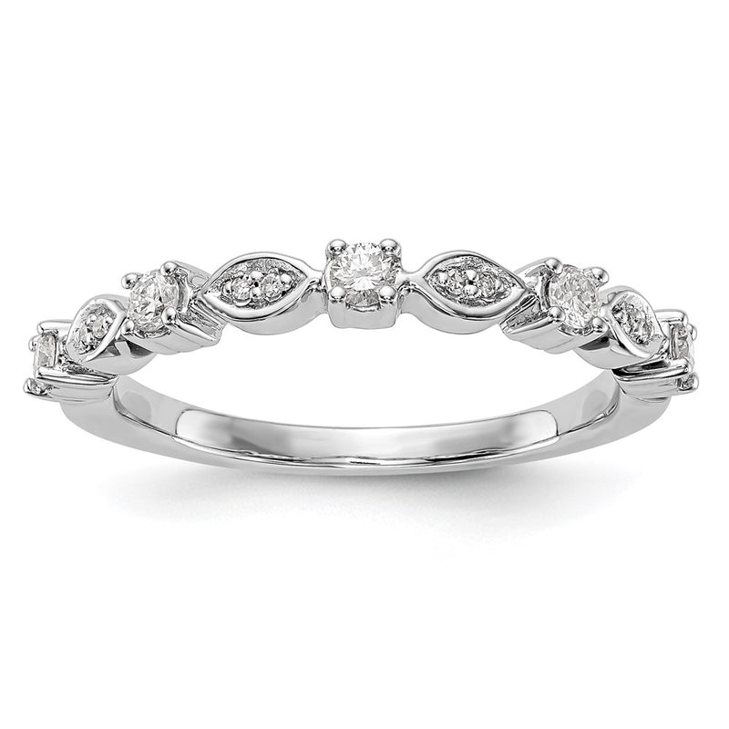 14K White Gold Real Diamond Band