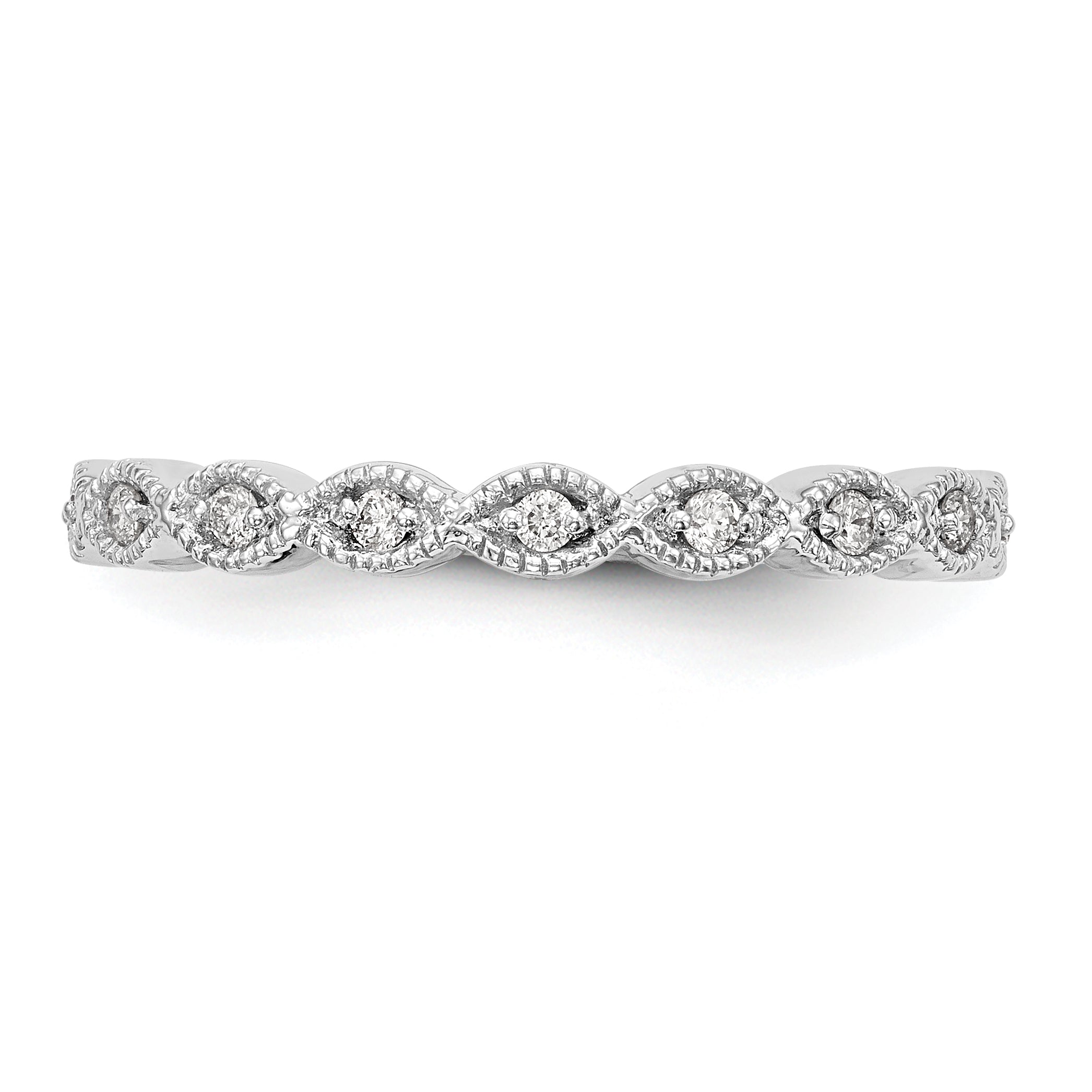 0.10ct. CZ Solid Real 14K White Gold Wedding Band Ring