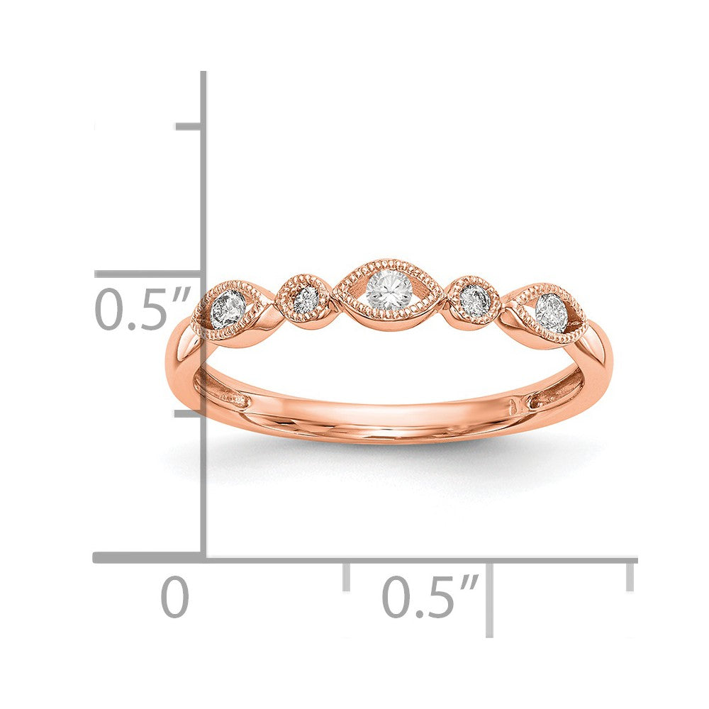 14K Rose Gold Real Diamond Band