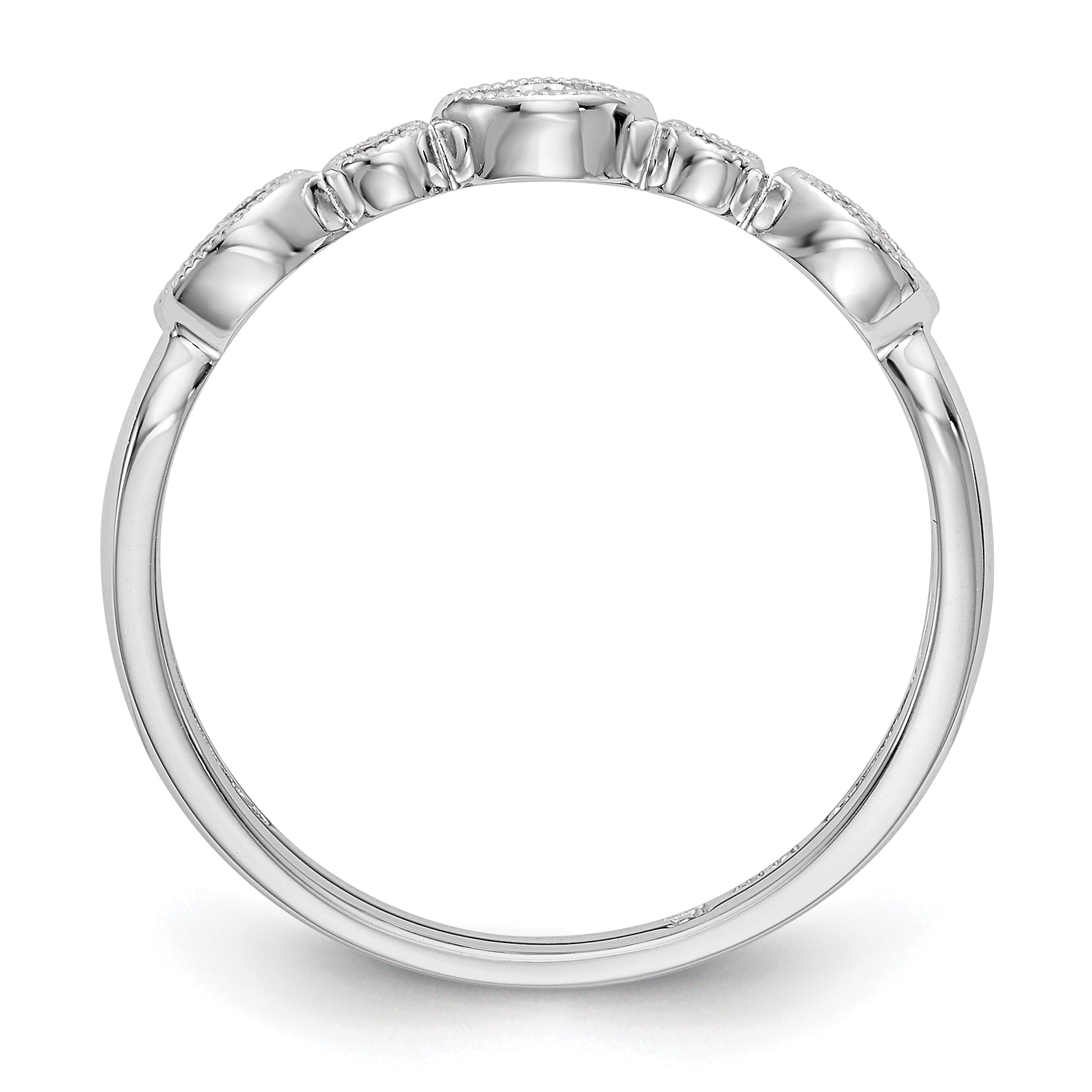 0.13ct. CZ Solid Real 14K White Gold Wedding Band Ring