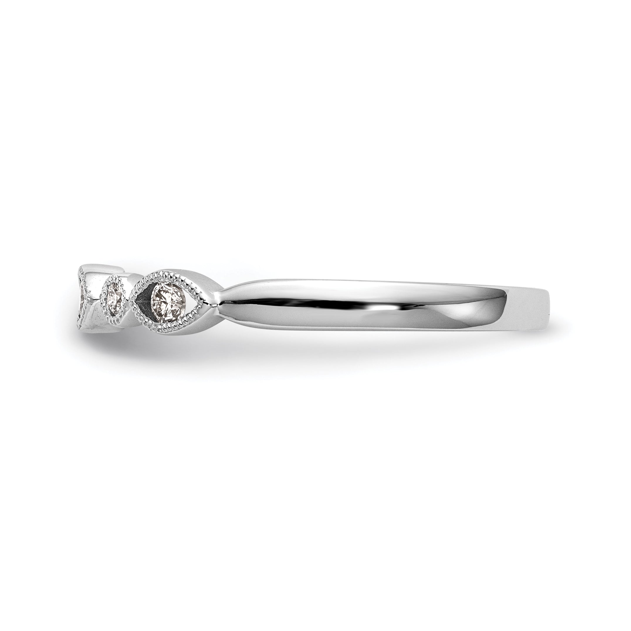 0.13ct. CZ Solid Real 14K White Gold Wedding Band Ring