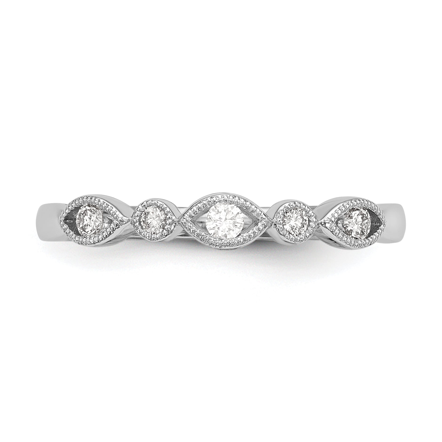 0.13ct. CZ Solid Real 14K White Gold Wedding Band Ring