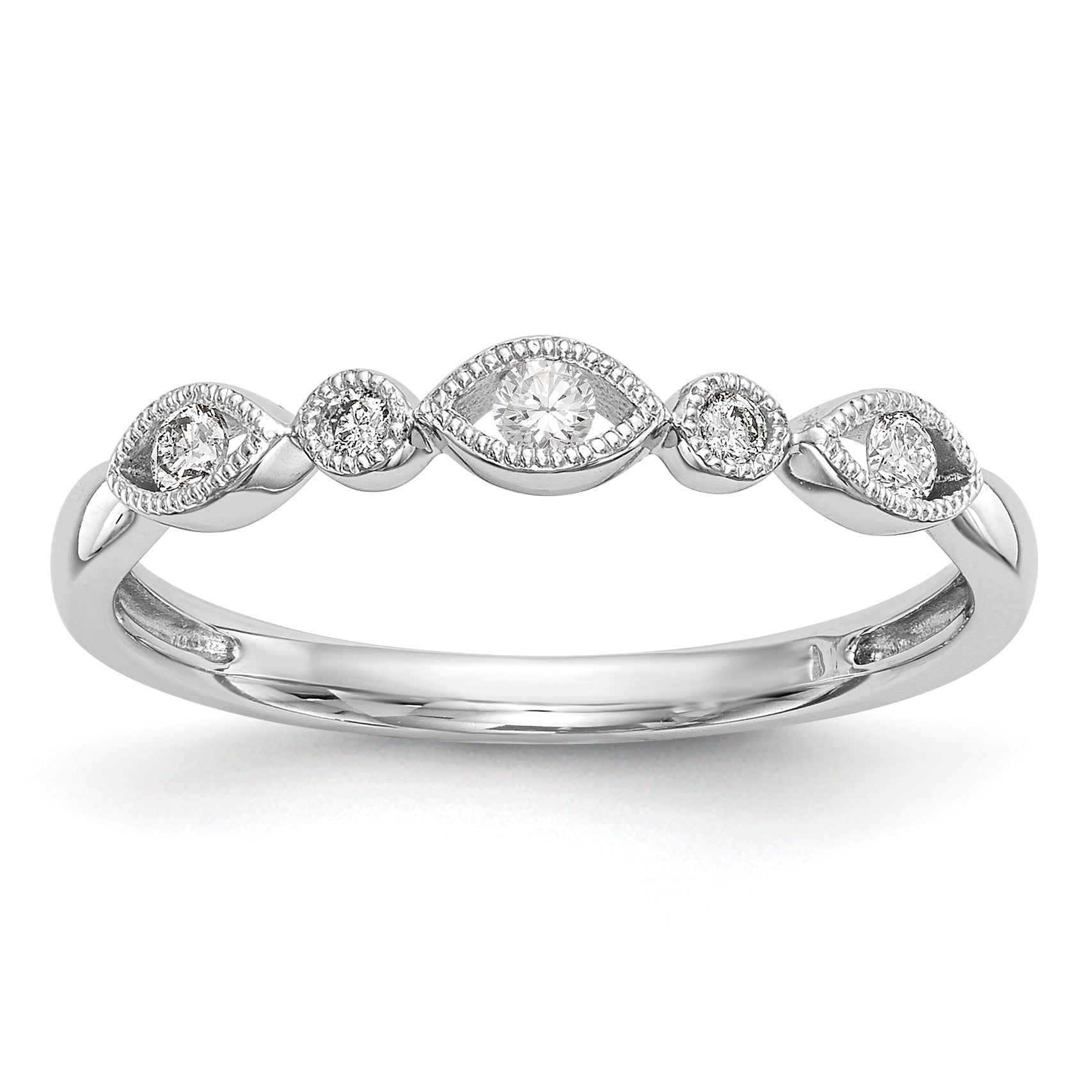 0.13ct. CZ Solid Real 14K White Gold Wedding Band Ring