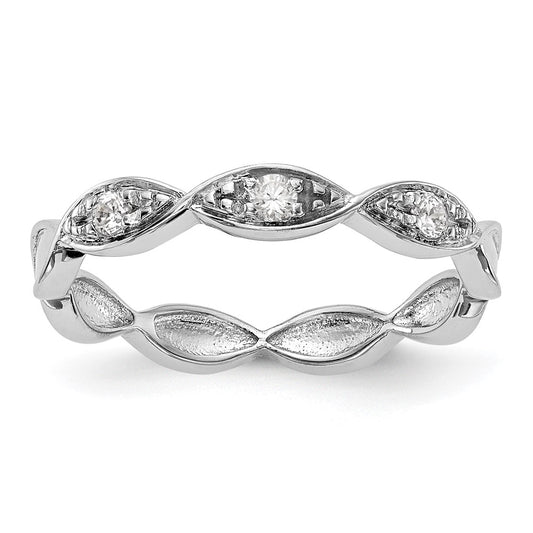0.05ct. CZ Solid Real 14K White Gold Wedding Band Ring
