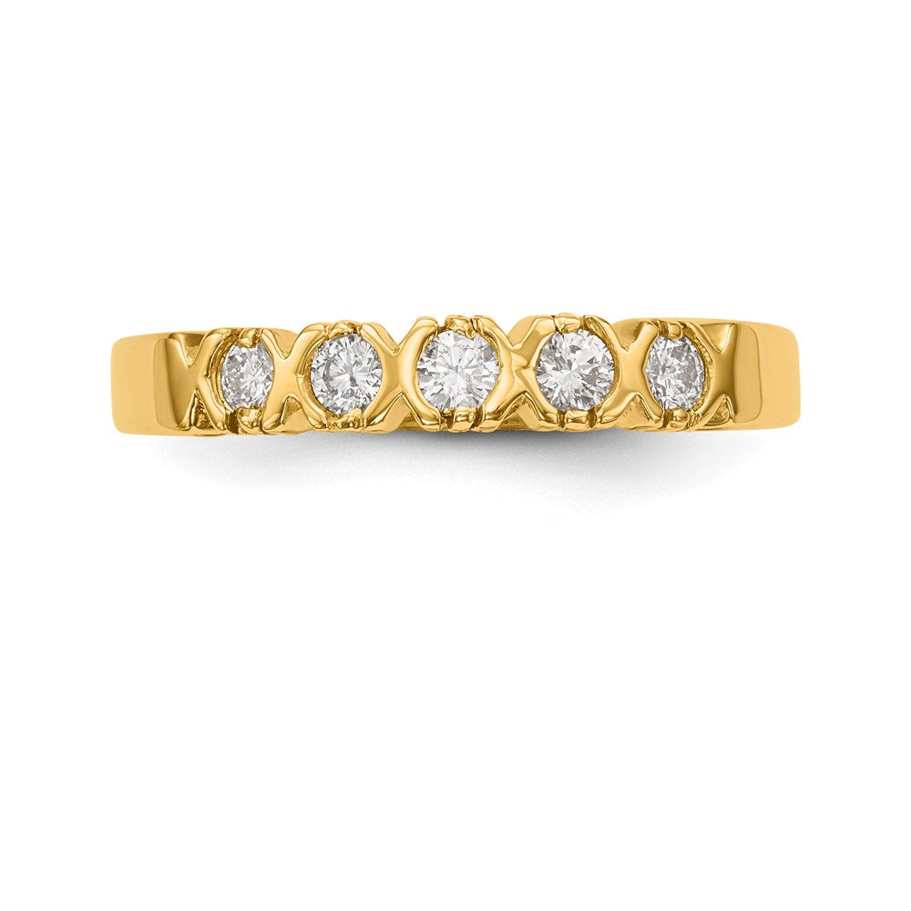 14K White Gold 5-Stone Real Diamond Band