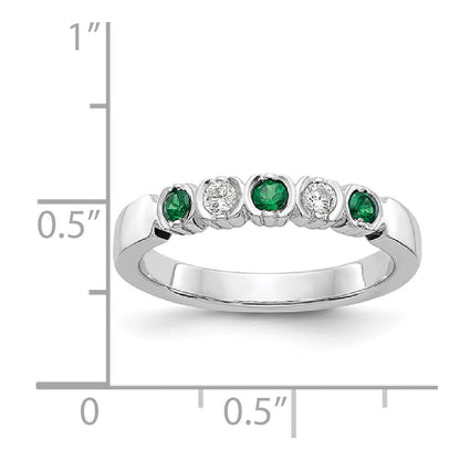 14k White Gold Real Diamond w/Emerald Band