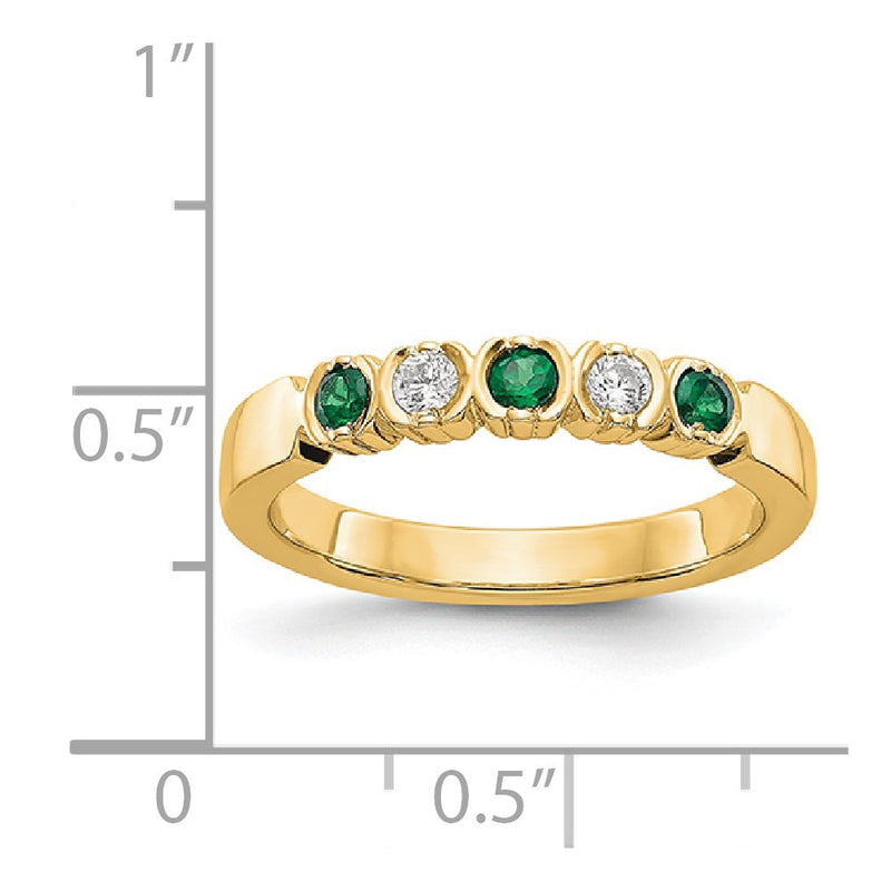 14k Yellow Gold Real Diamond w/Emerald Band