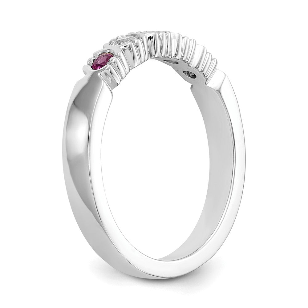 14k White Gold Real Diamond w/Ruby Band