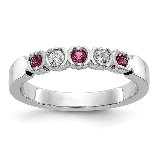 14k White Gold Real Diamond w/Ruby Band