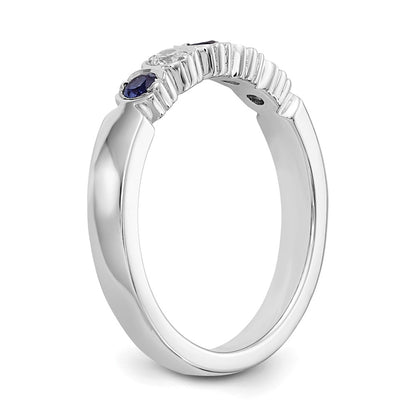 14k White Gold Real Diamond w/Sapphire Band