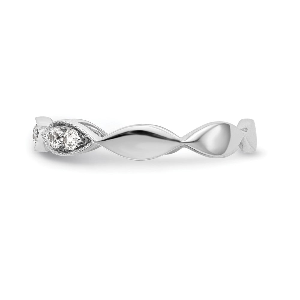 0.18ct. CZ Solid Real 14K White Gold Wedding Band Ring