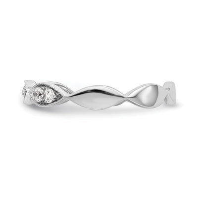 0.18ct. CZ Solid Real 14K White Gold Wedding Band Ring