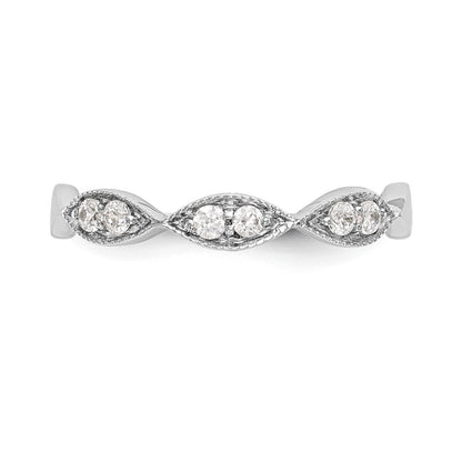 0.18ct. CZ Solid Real 14K White Gold Wedding Band Ring
