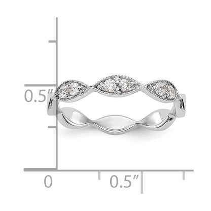 0.18ct. CZ Solid Real 14K White Gold Wedding Band Ring