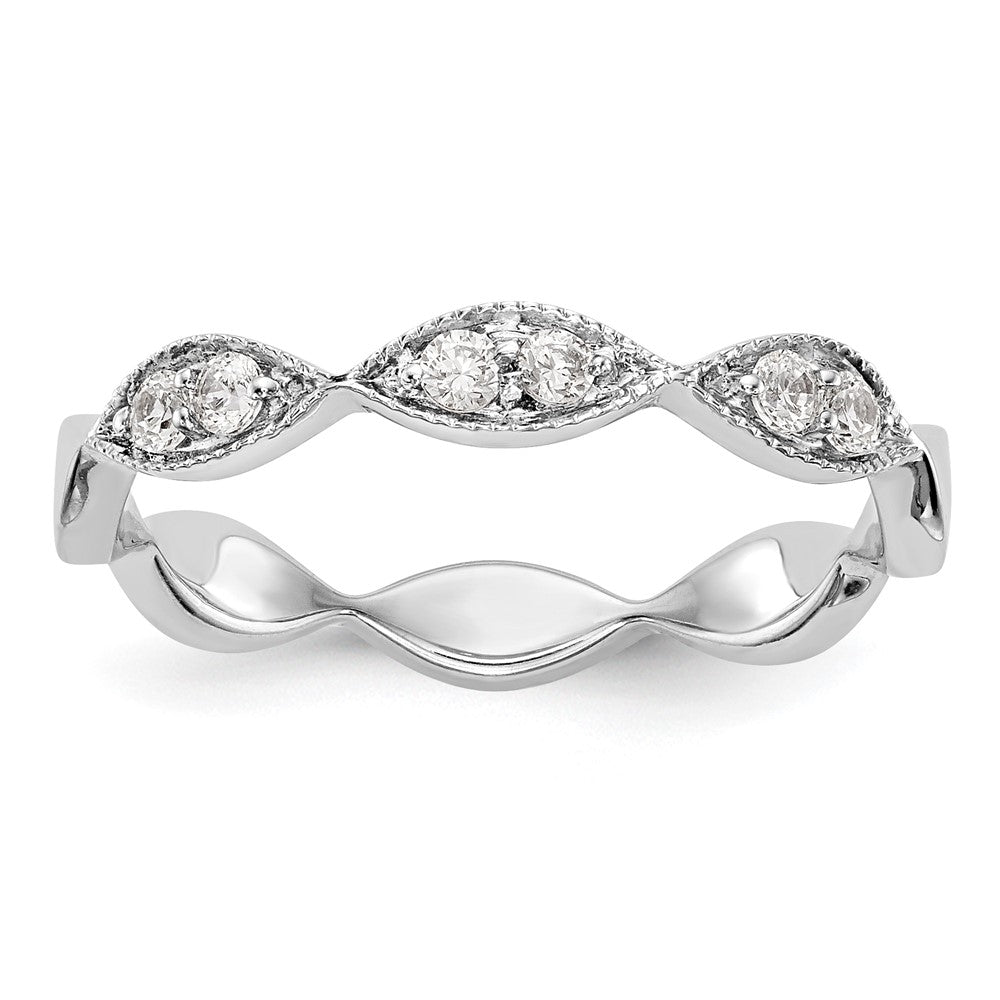 0.18ct. CZ Solid Real 14K White Gold Wedding Band Ring