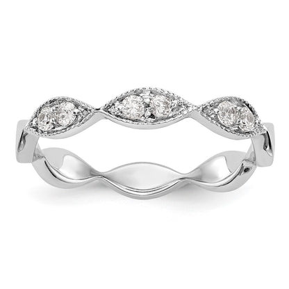0.18ct. CZ Solid Real 14K White Gold Wedding Band Ring