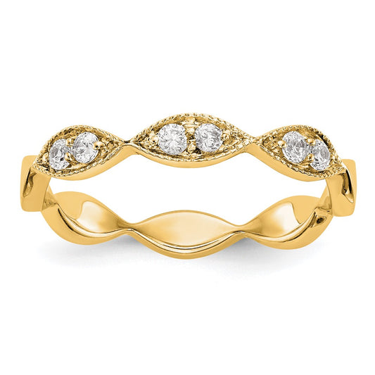 14K Yellow Gold Real Diamond Band