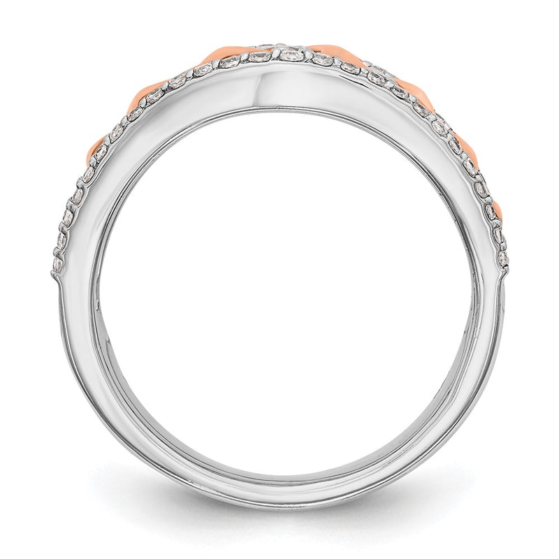 14K White & Rose Gold Real Diamond Band