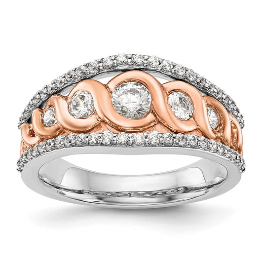 14K White & Rose Gold Real Diamond Band