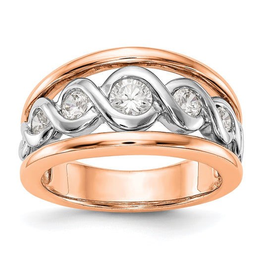 14K White & Rose Gold Real Diamond Band