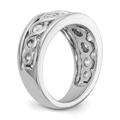14K White Gold Real Diamond Band