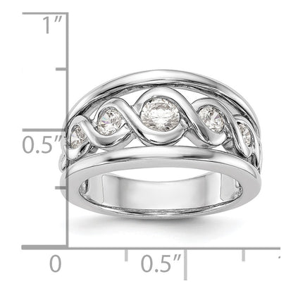 14K White Gold Real Diamond Band