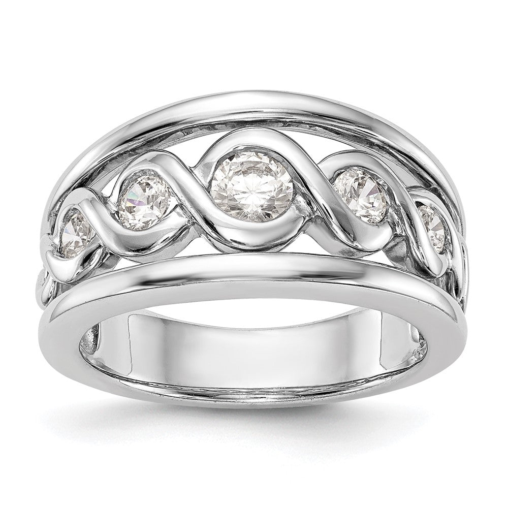 14K White Gold Real Diamond Band