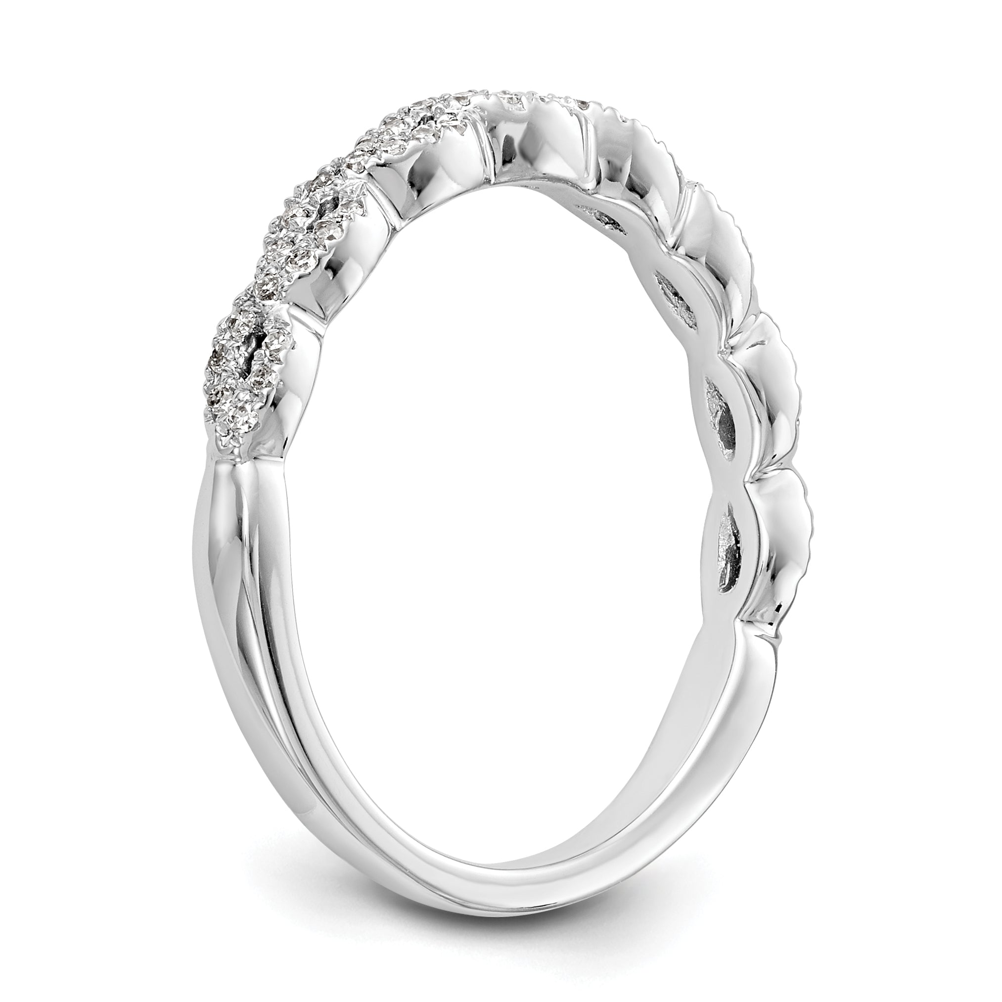 0.16ct. CZ Solid Real 14K White Gold Wedding Band Ring