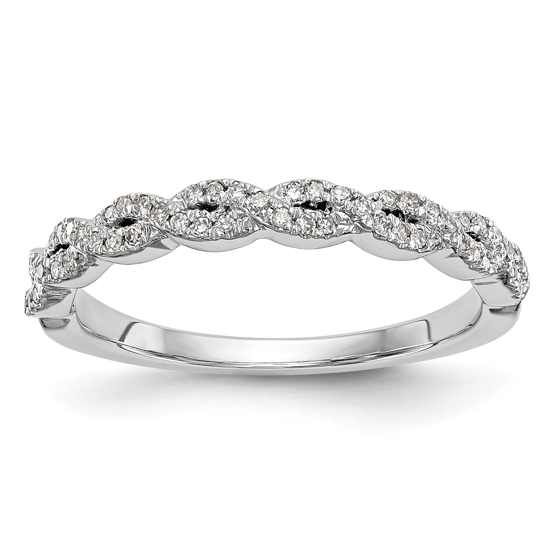 0.16ct. CZ Solid Real 14K White Gold Wedding Band Ring
