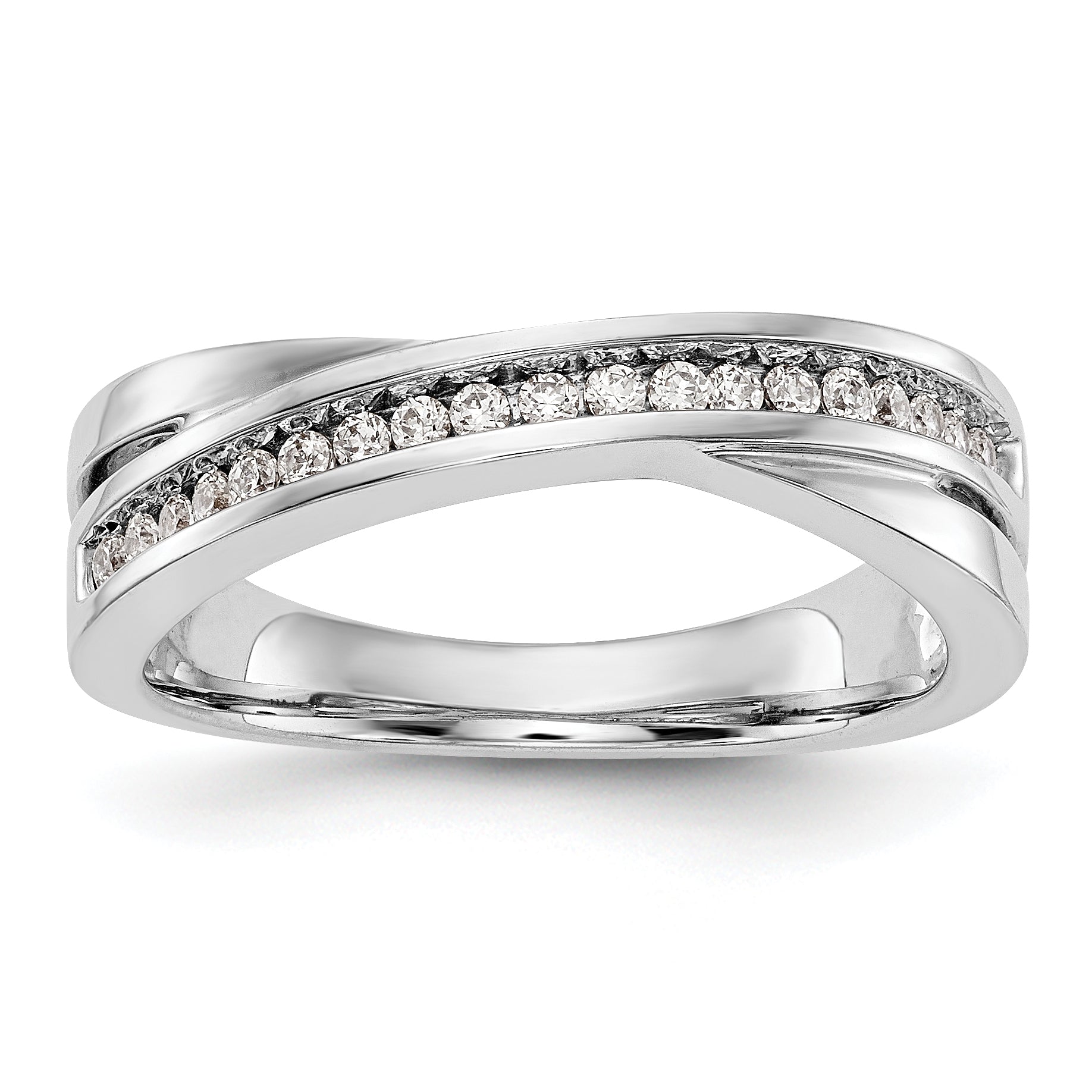 0.19ct. CZ Solid Real 14K White Gold Wedding Band Ring