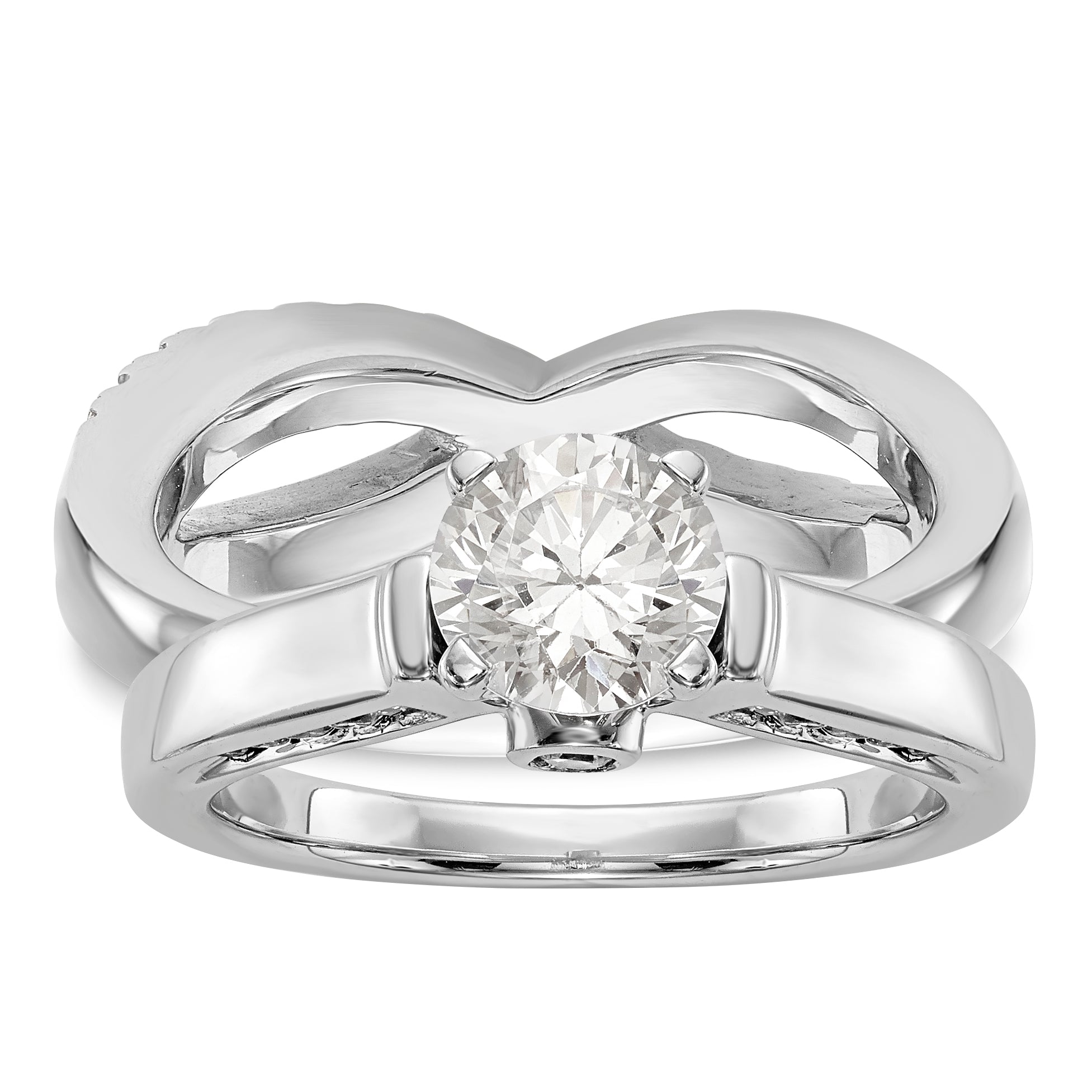 0.21ct. CZ Solid Real 14K White Gold Wedding Band Ring