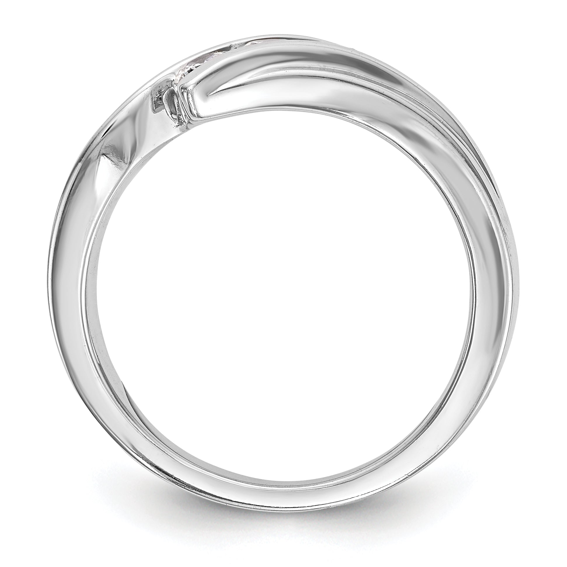 0.33ct. CZ Solid Real 14K White Gold 3-Stone Wedding Band Ring