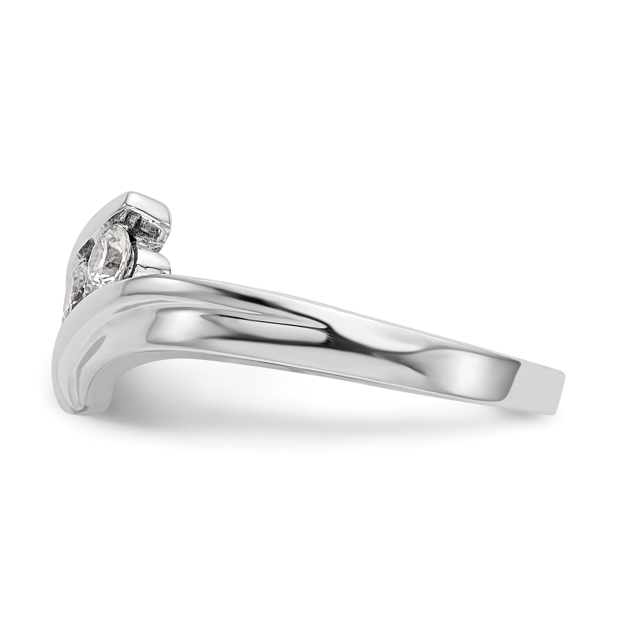 0.33ct. CZ Solid Real 14K White Gold 3-Stone Wedding Band Ring